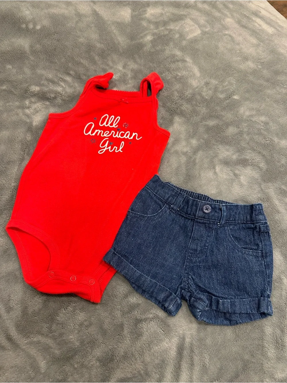 Garanimals Red Tank Top with Dark Blue Denim Shorts